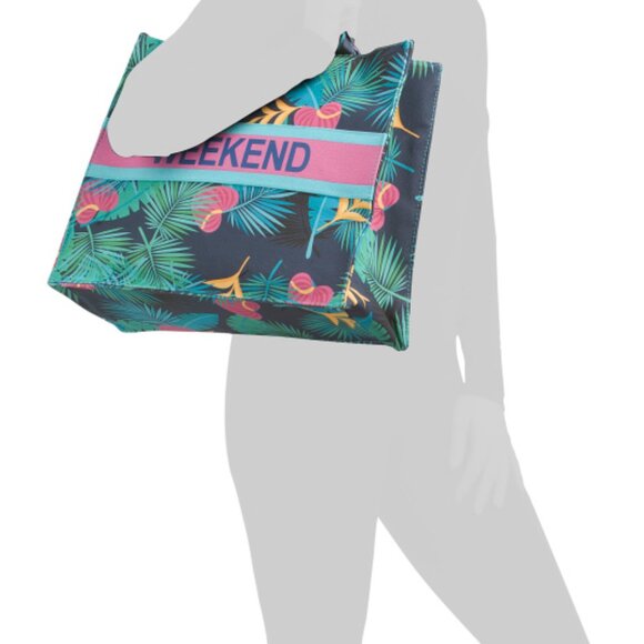 Twig & Arrow "Weekend" Large Printed Canvas Tote NWT - Picture 3 of 10